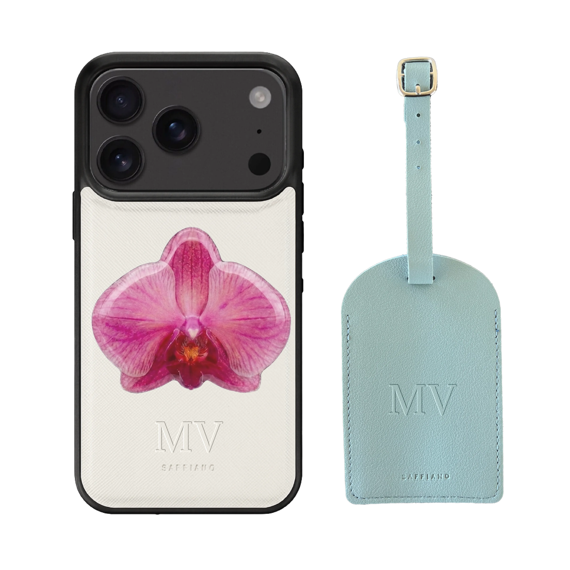 White Case + Luggage Tag + Orchid Popsocket