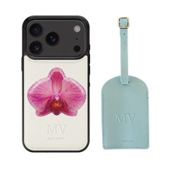 White Case + Luggage Tag + Orchid Popsocket