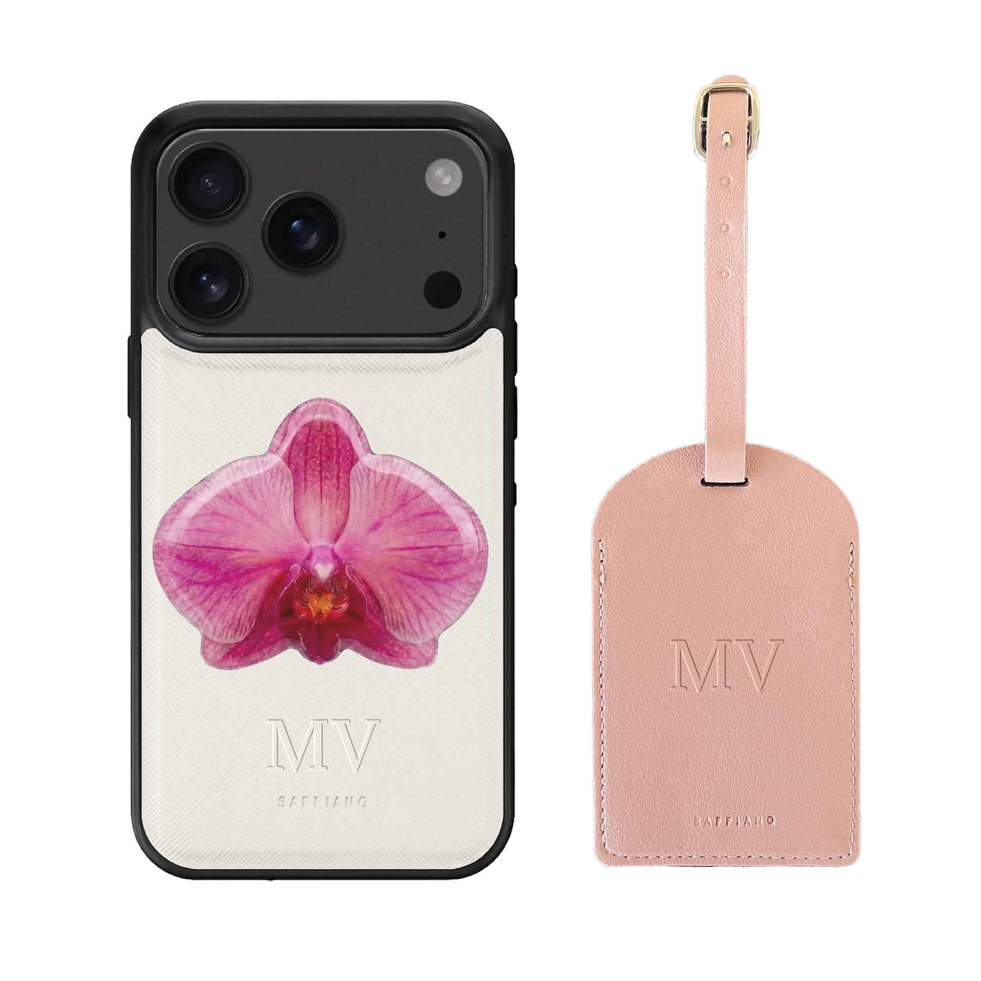 White Case + Luggage Tag + Orchid Popsocket